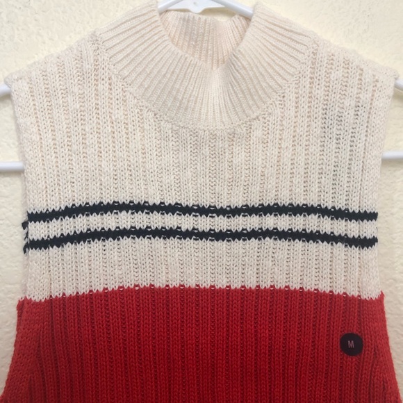 ABERCROMBIE & FITCH Womens Medium Mock Neck Sleeveless Sweater Vest Stripe NWT - Picture 4 of 16